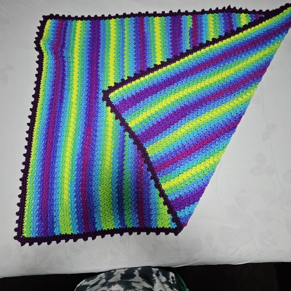 *New* Crochet afghan baby throw striped blanket  app. 35